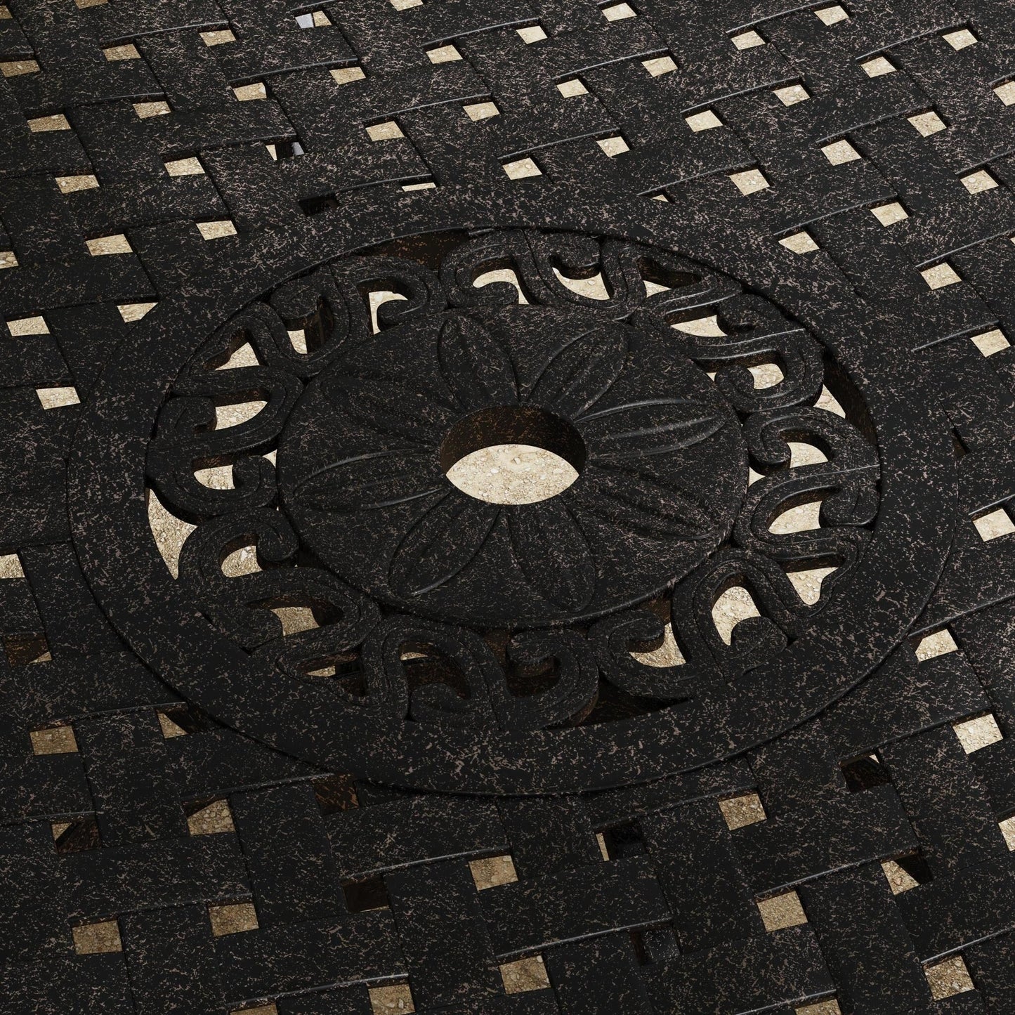 Sanibel Bronze Aluminum 7- Piece Outdoor Dining Set with 72 Oval Dining Table and Six Armchairs by Homestyles