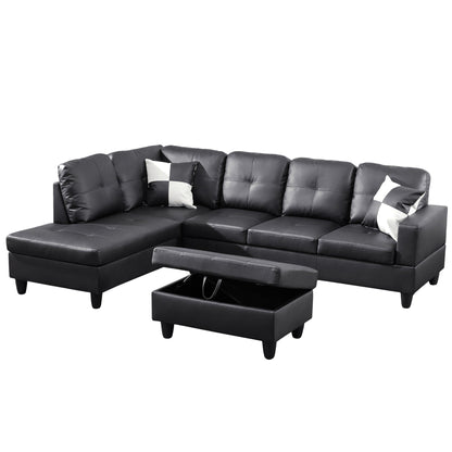 Semi PU Synthetic Leather 3-Piece Couch Living Room Sofa Set