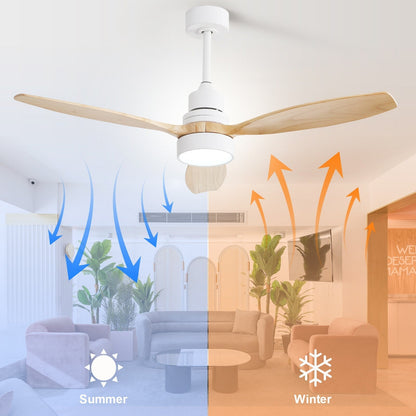 Sofucor 52 Indoor Wood Ceiling Fan Light with Remote, Integrated Light Optional