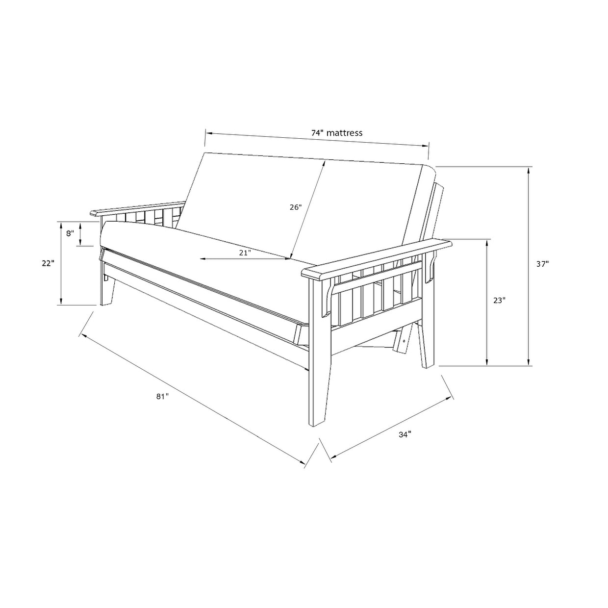 Somette Tucson Full-size Rustic Walnut Futon Set with Mattress