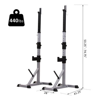 Soozier Steel 2-piece Height Adjustable Barbell Squat Rack/Bench Press - N/A