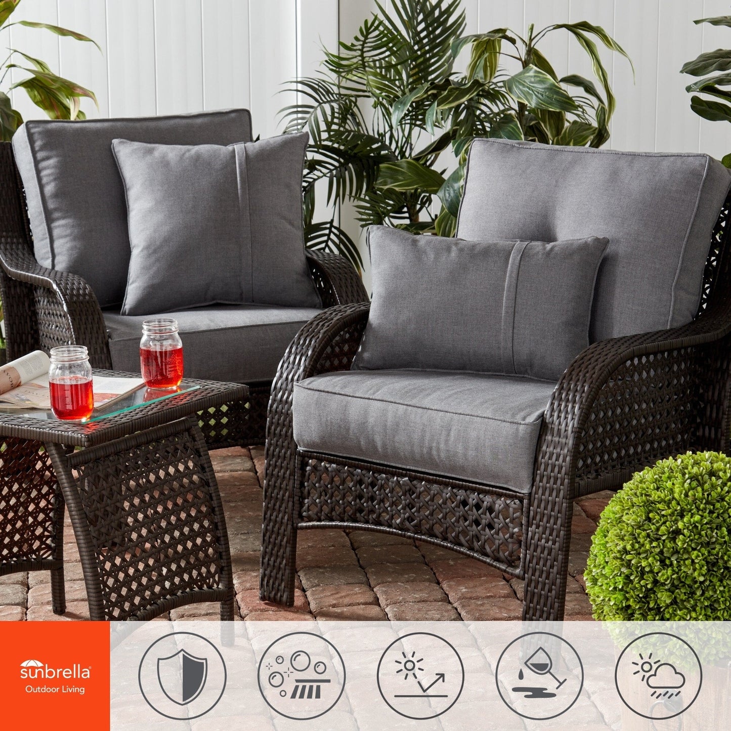 Sunbrella 2-Piece Premium Deep Seat Outdoor Cushion Set