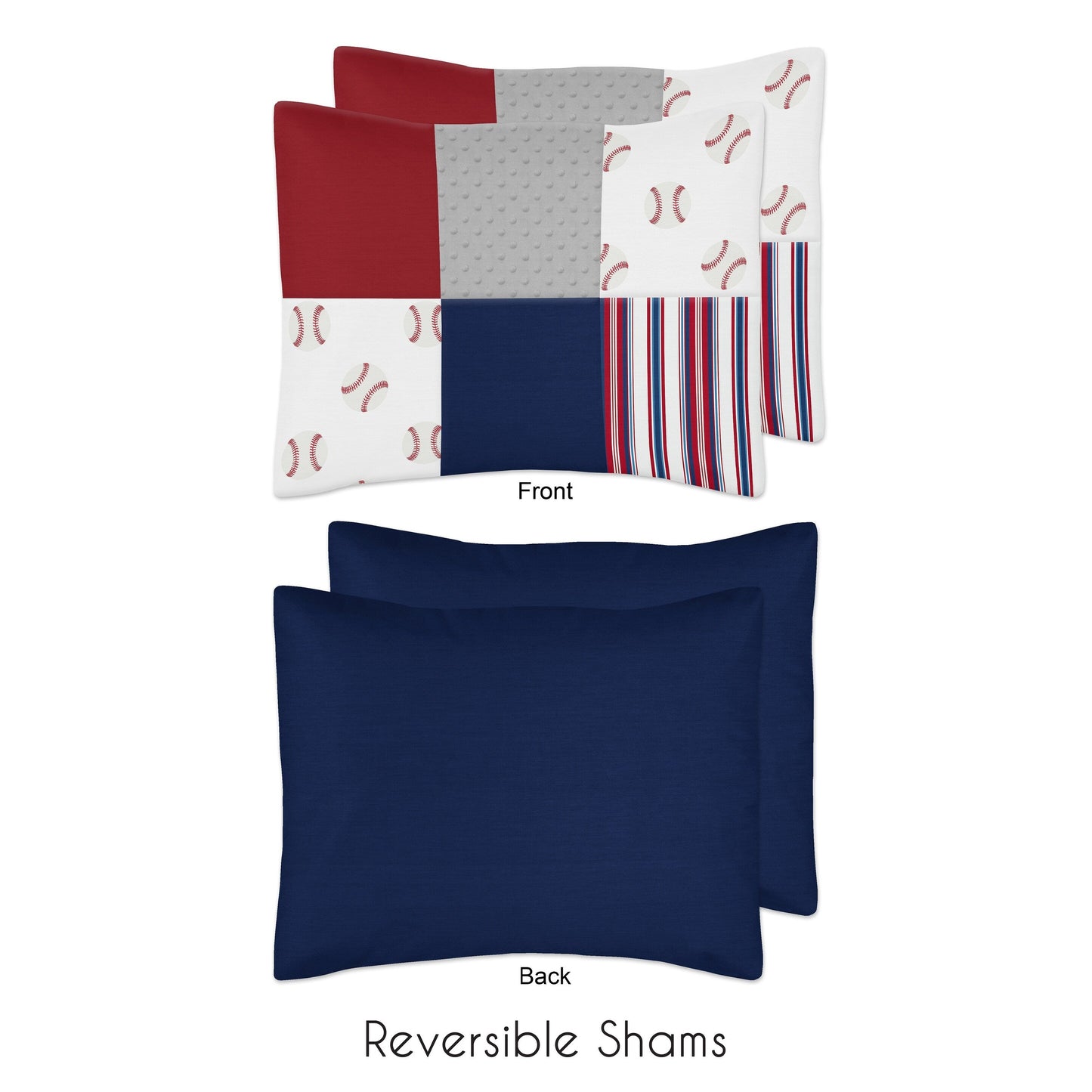 Sweet Jojo Designs Red, White and Blue Baseball Patch Sports Collection Boy 3-piece Full / Queen-size Comforter Set