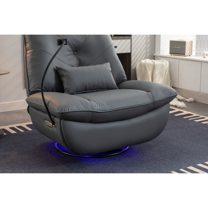 Swivel Glider Power Recliner with Bluetooth Speakers, Phone Holder, USB and Type-C Charging Ports, Hidden Arm Storage