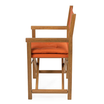 Theo Classic Mid-Century Outdoor Acacia Wood Foldable Diamond-Quilted Back Director Chair with Cushion, (Set of 2) by JONATHAN Y