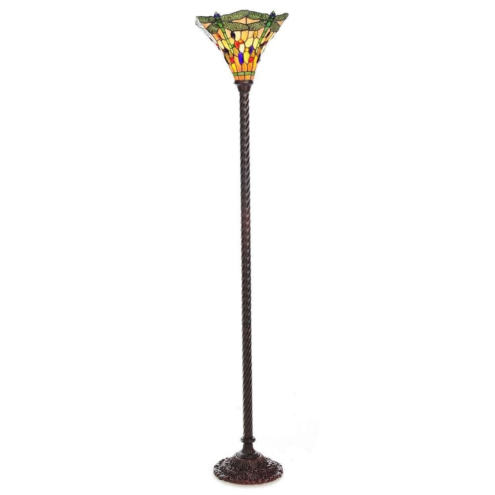 Tiffany-style Dragonfly Torchiere Lamp