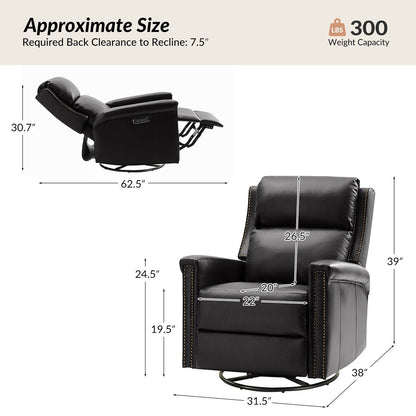 Tobias Traditional Swivel And Rocker Power Recliner Set of 2 by HULALA HOME