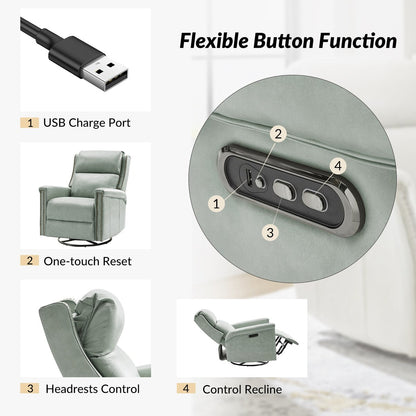 Tobias Traditional Swivel And Rocker Power Recliner Set of 2 by HULALA HOME