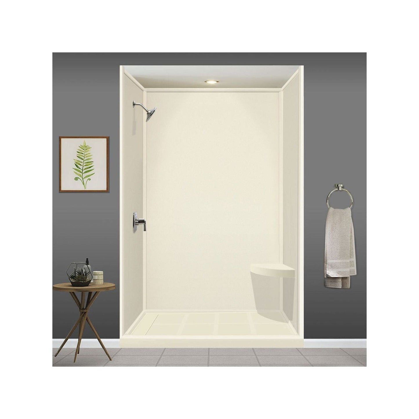 Transolid Studio 14-In X 14-In Solid Surface Wall-Mount Corner Shower Seat - 14.5 x 14.25 x 3
