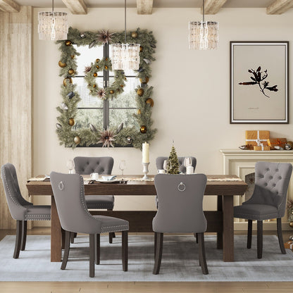 Upholstered Tufted Velvet Dining Chair with Solid Wood Legs Set of 6