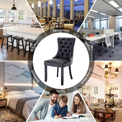 Upholstered Tufted Velvet Dining Chair with Solid Wood Legs Set of 6