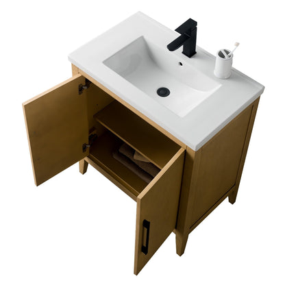 Vanity Art 20 or 24 or 30 Single Sink Bathroom Vanity Cabinet with Ceramic Top