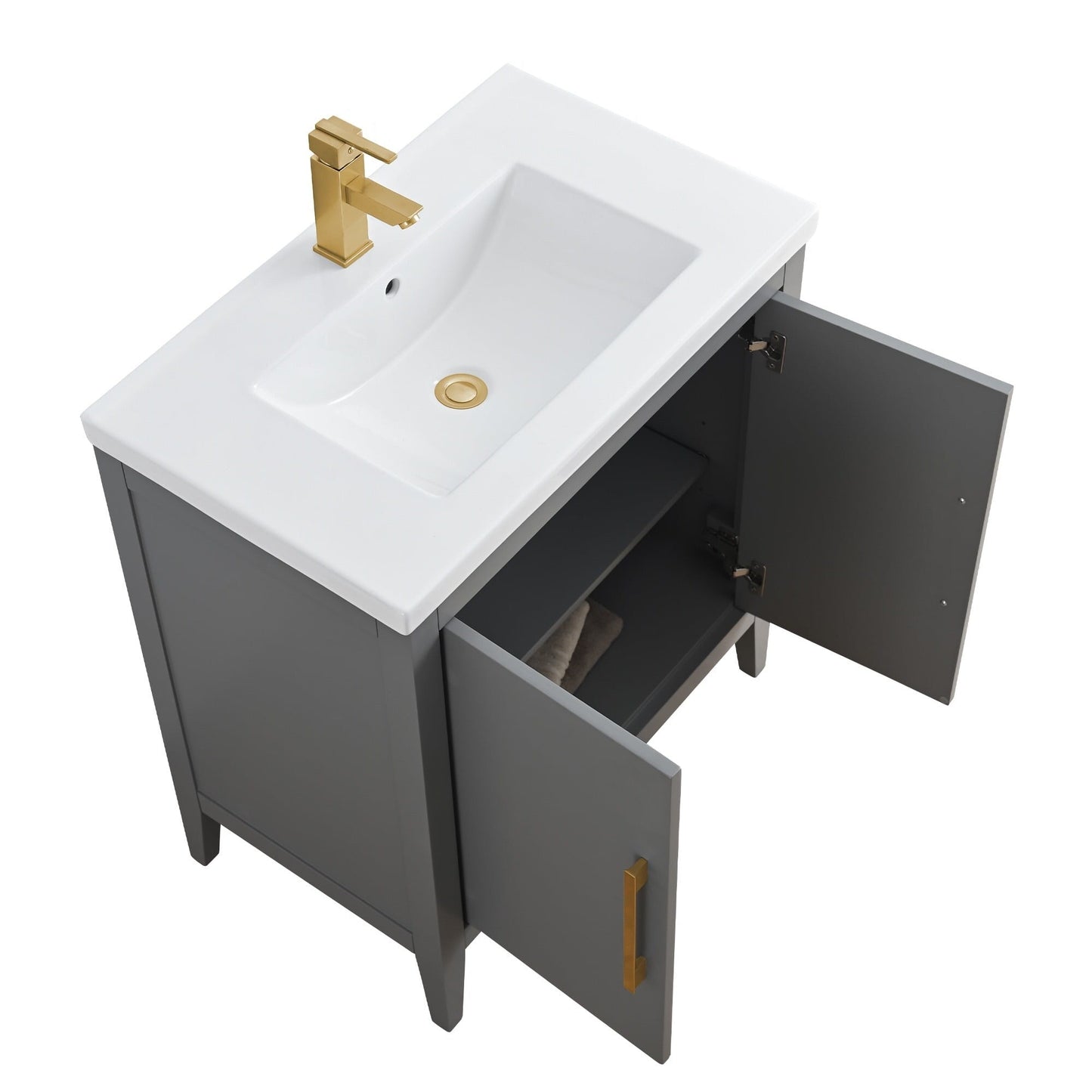 Vanity Art 20 or 24 or 30 Single Sink Bathroom Vanity Cabinet with Ceramic Top