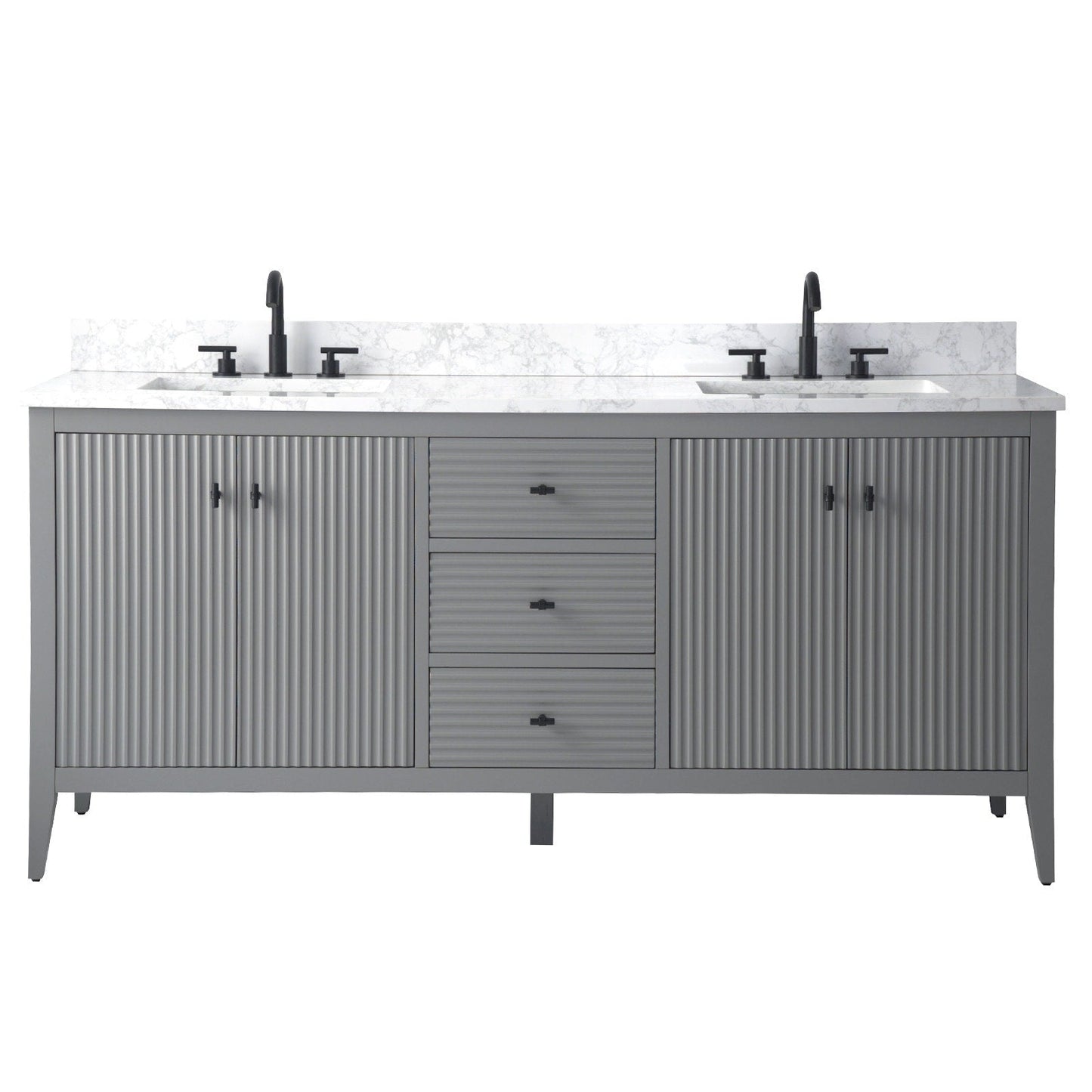 Vanity Art 72 Double Sink Bathroom Vanity Cabinet with Engineered Marble Top