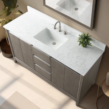Vanity Art Bathroom Vanity with Ceramic Sink and Engineered Marble Top
