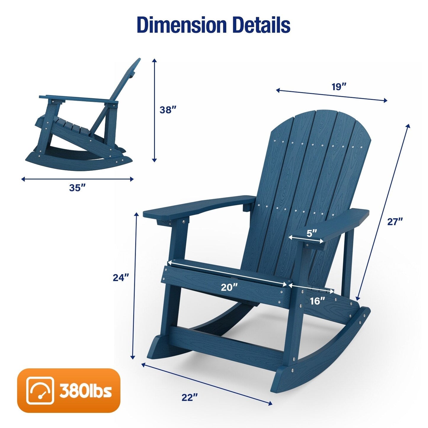 WINSOON All Weather Outdoor Rocking Chair, Set of 2