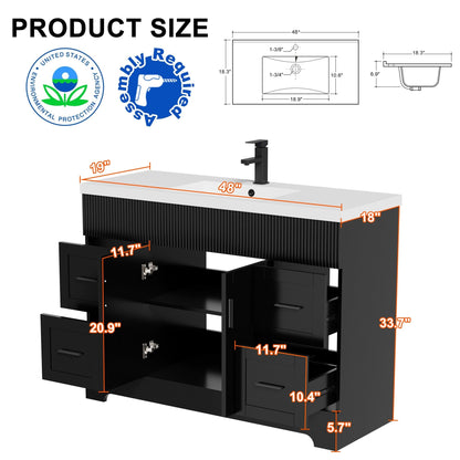Wavy Line 30/36/48 Bathroom Vanity Set with Sink & Faucet