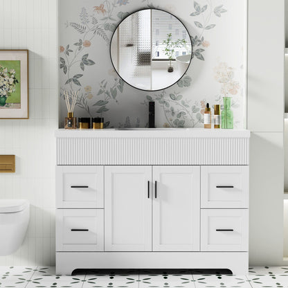 Wavy Line 30/36/48 Bathroom Vanity Set with Sink & Faucet
