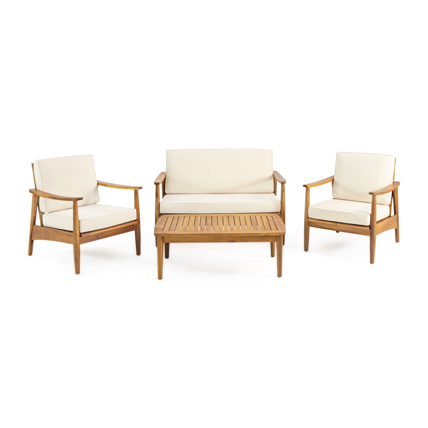 Willowbrook Outdoor Acacia Wood 4 Seater Chat Set by Christopher Knight Home