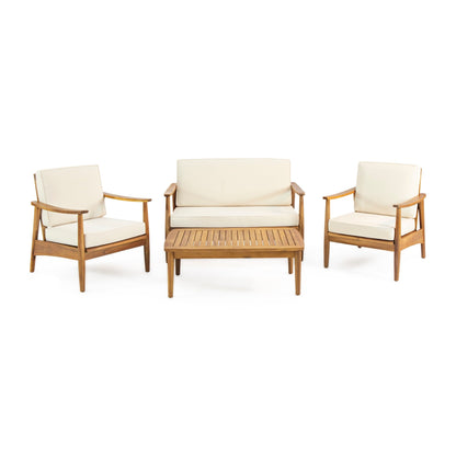 Willowbrook Outdoor Acacia Wood 4 Seater Chat Set by Christopher Knight Home