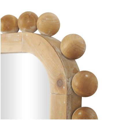 Wood Wall Mirror with Beaded Frame - Brown - Roche River Decor