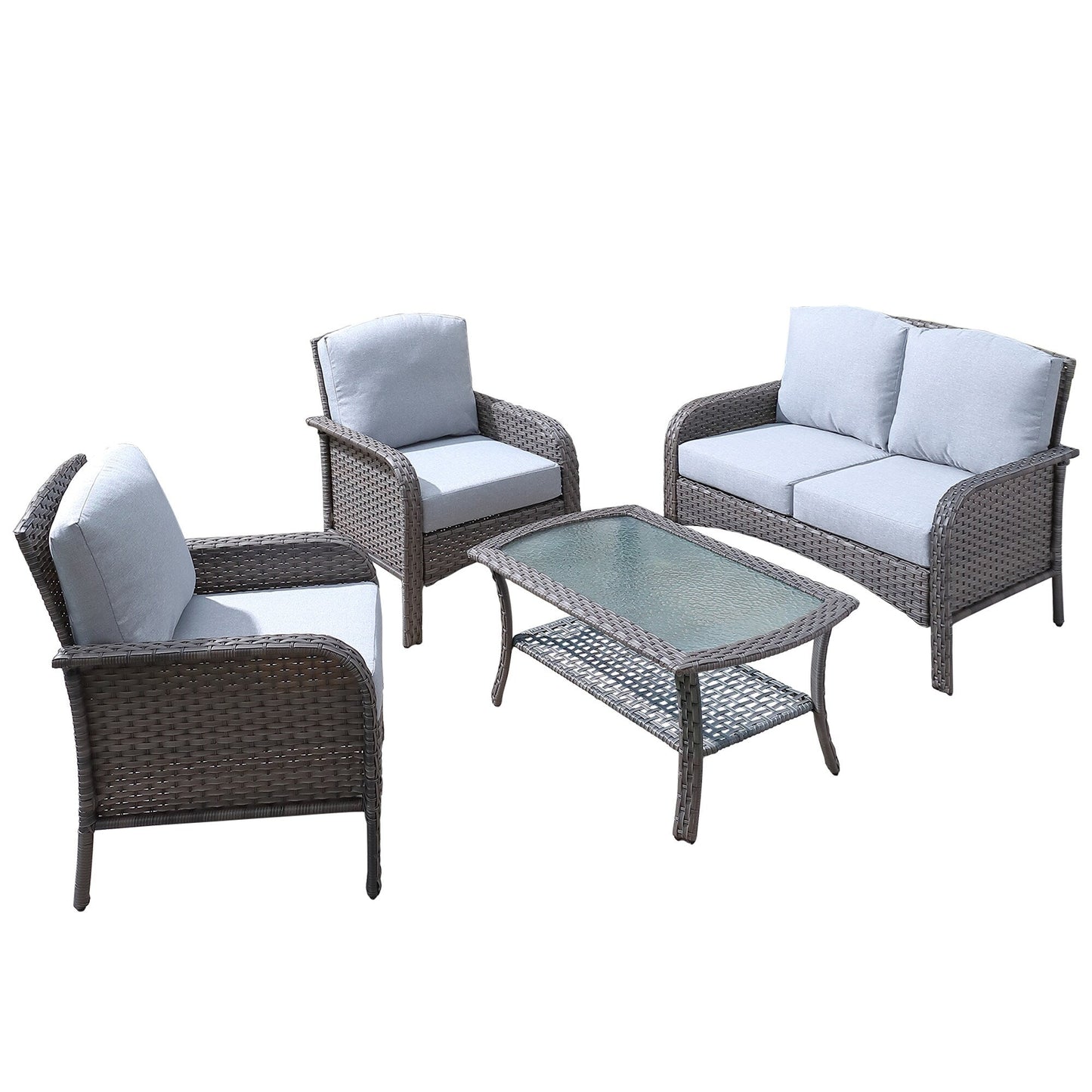 XIZZI 4-piece Outdoor Patio Furniture Conversation Set with Table