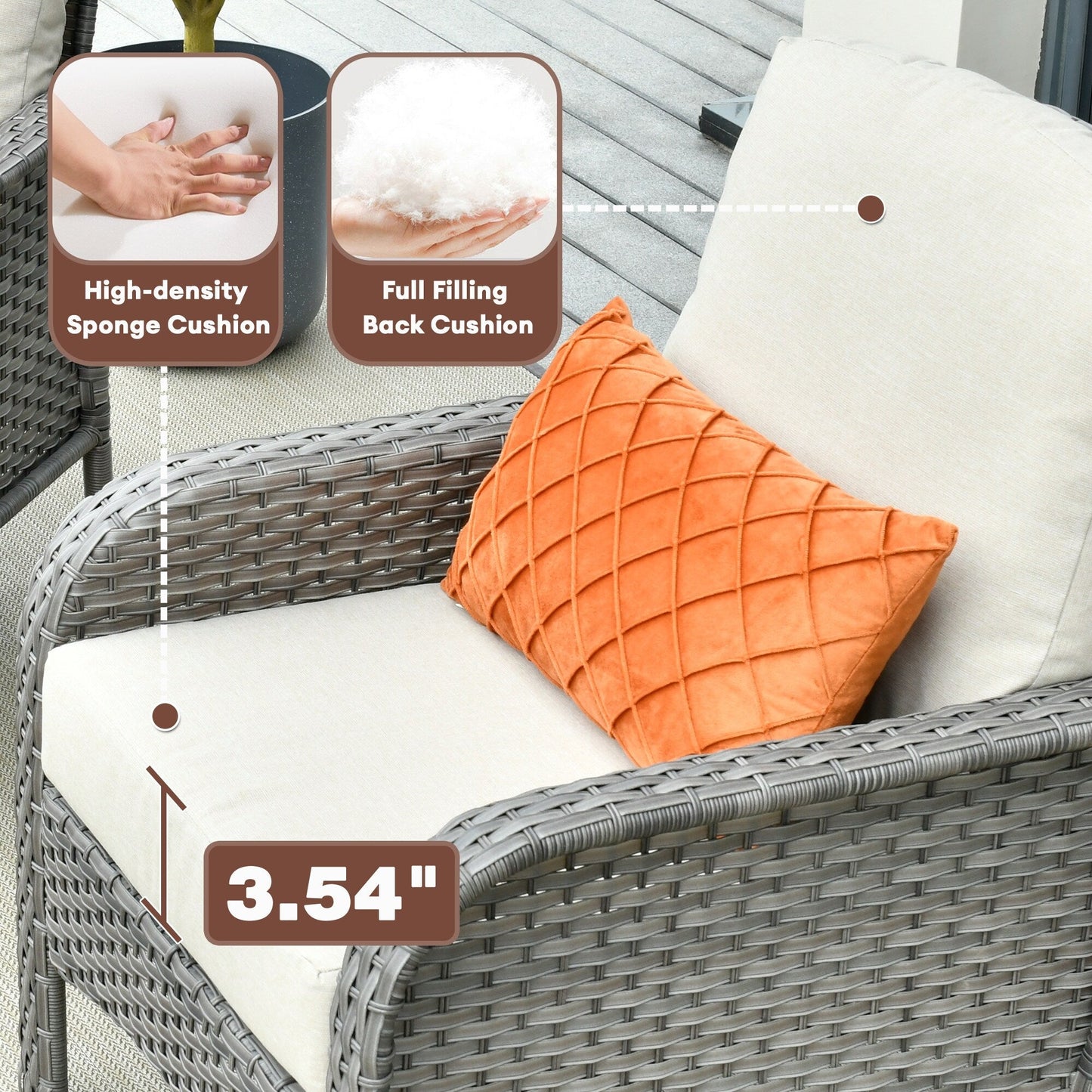 XIZZI 4-piece Outdoor Patio Furniture Conversation Set with Table