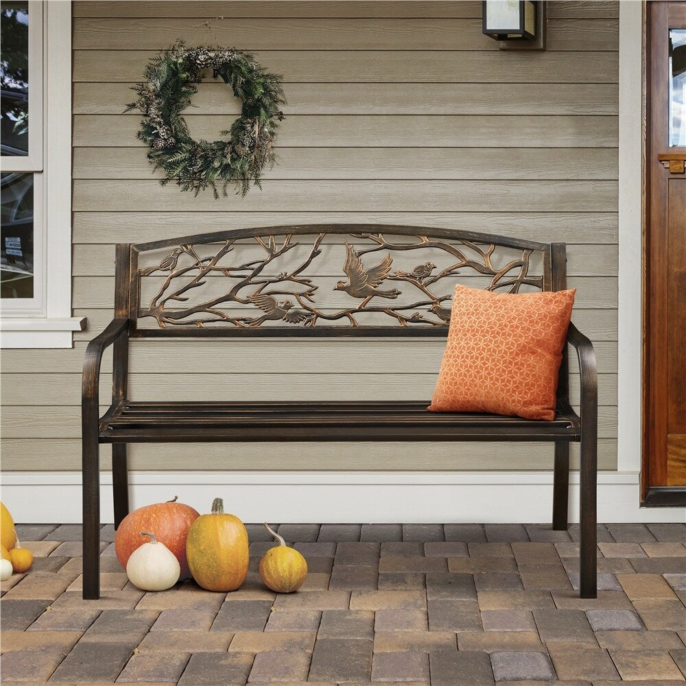 Yaheetech Patio Garden Bench Outdoors Metal Porch Chair - N/A