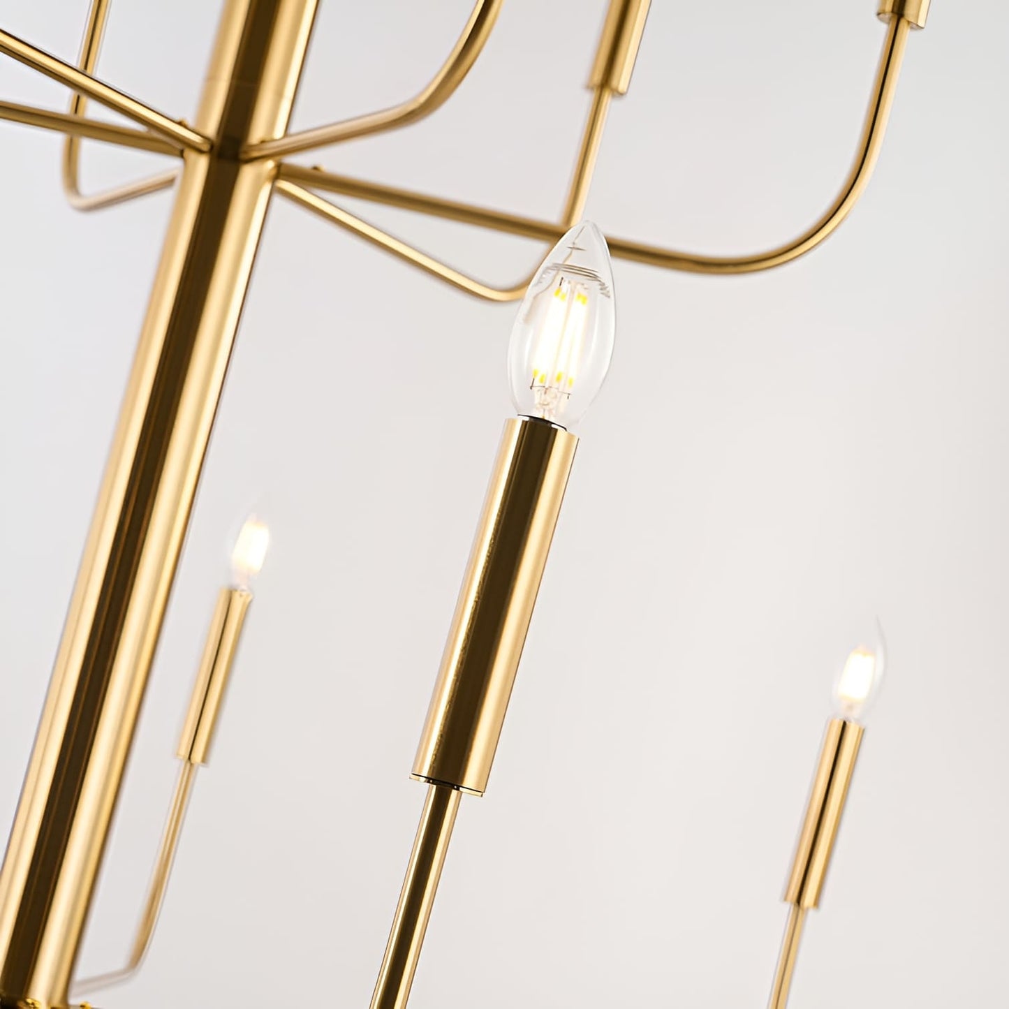 15-Light Minimalist Candlestick Chandelier, 2 Tier Ancient Design - 48