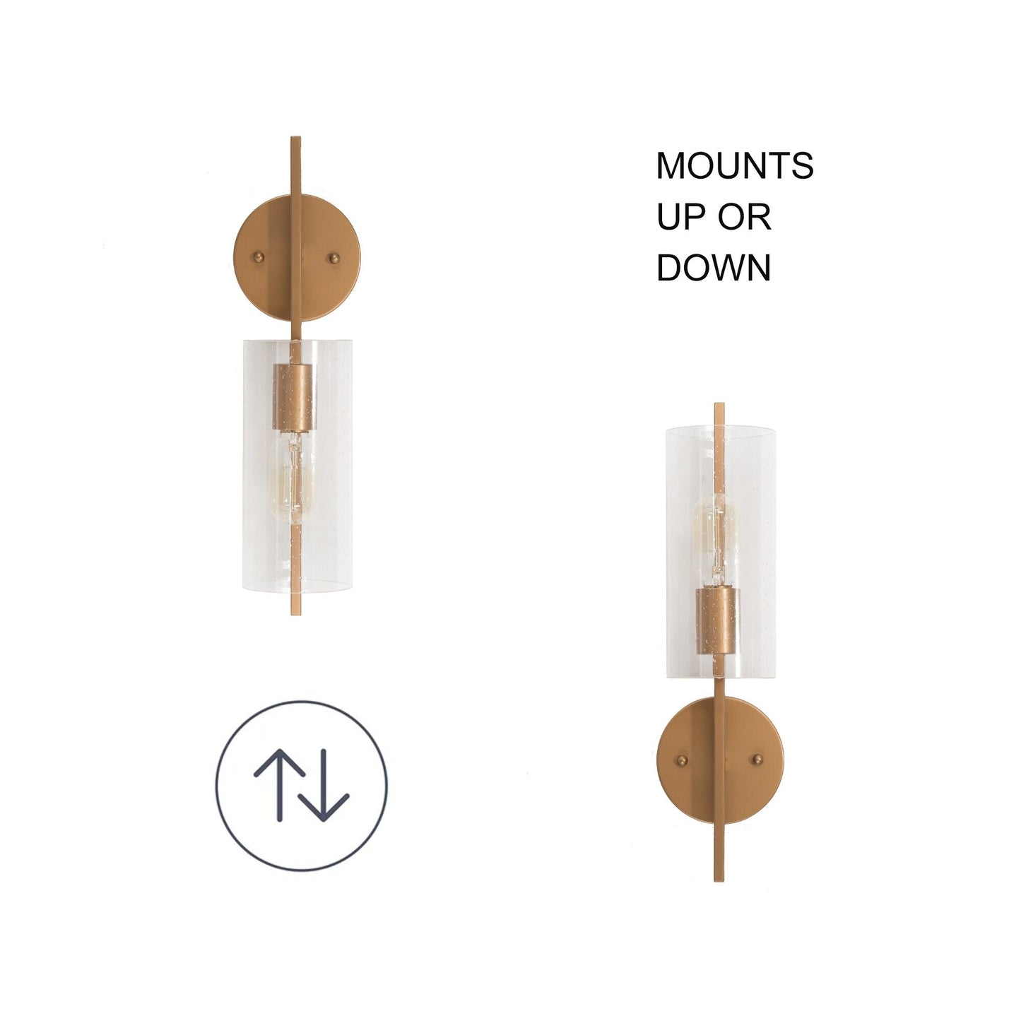 Zenith Modern Farmhouse Cylinder Seeded Glass Transitional Bathroom Wall Sconce